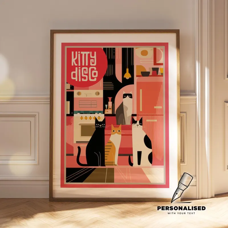 Gallery Chroma Kitty Disco artwork in a frame