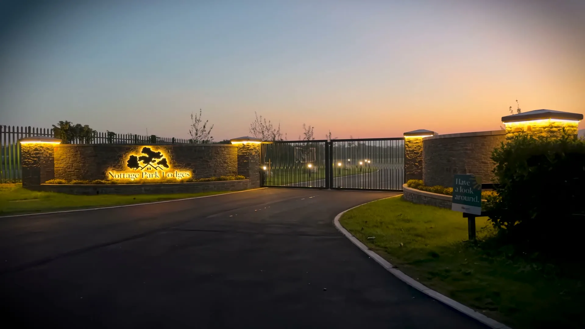 Nottage Park Lodges at dusk, imagery from my website project
